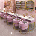 Nordic Marble Nail Shop Tables and Chairs Double Nail Table Set